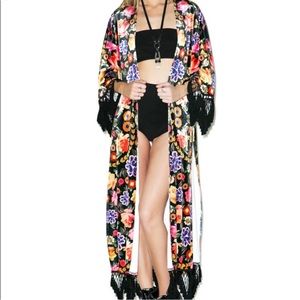 Minkpink ‘Little Gypsy’ Floral Velvet Tassel Kimono